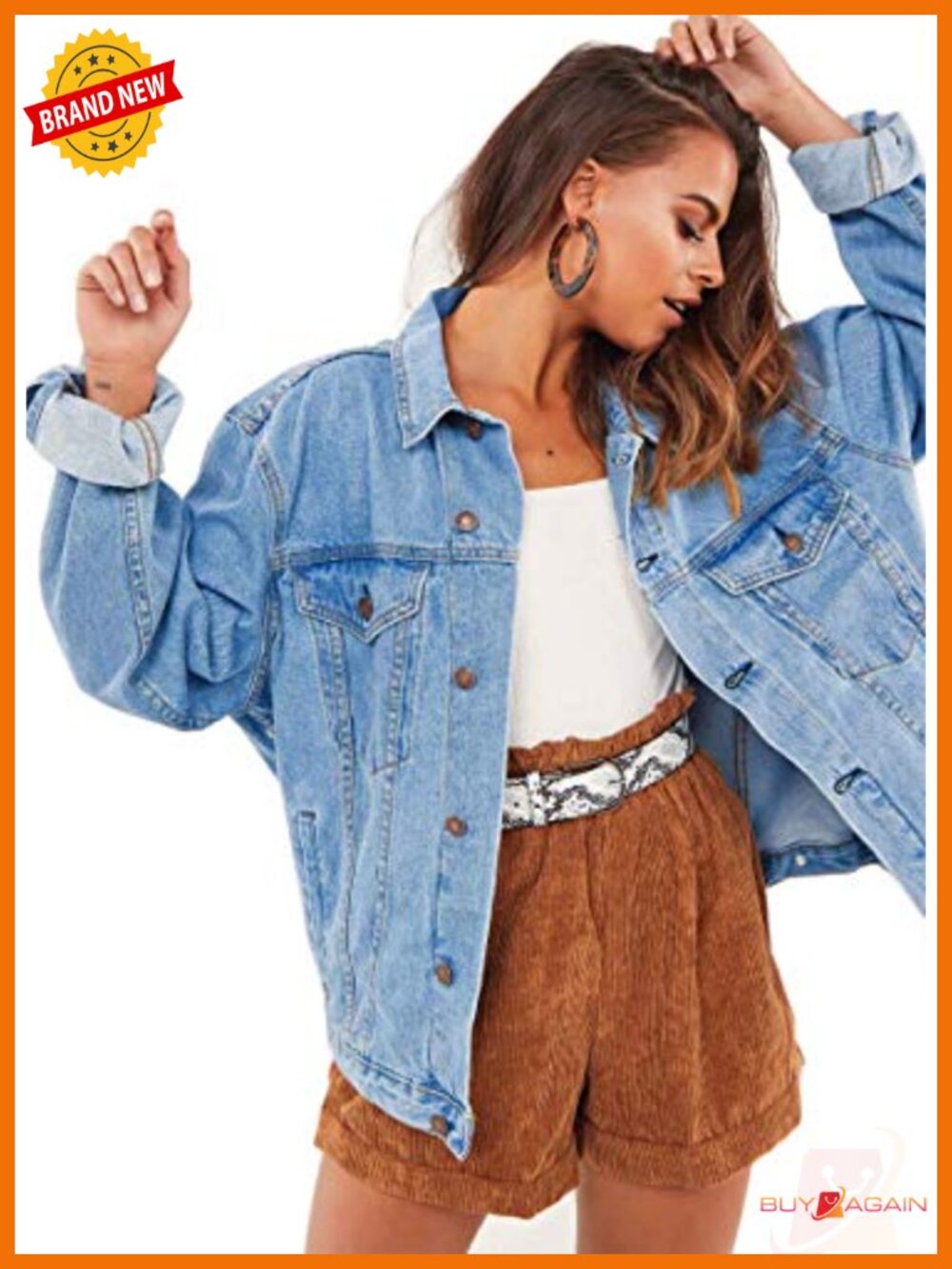 Oversized Vintage Denim Jacket Long Sleeve Boyfriend Coat